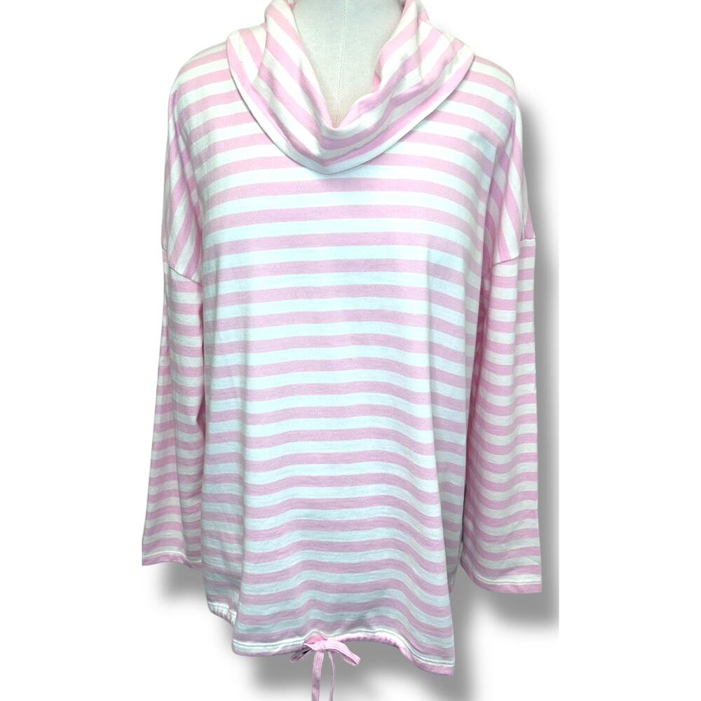 Kim Rogers Womens 3X Pink & White Striped Cowl Neck Top - Picture 3 of 11